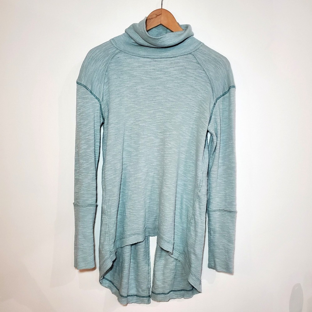 Free People We The Free Split Back Turtleneck Tunic Top Green Size Small